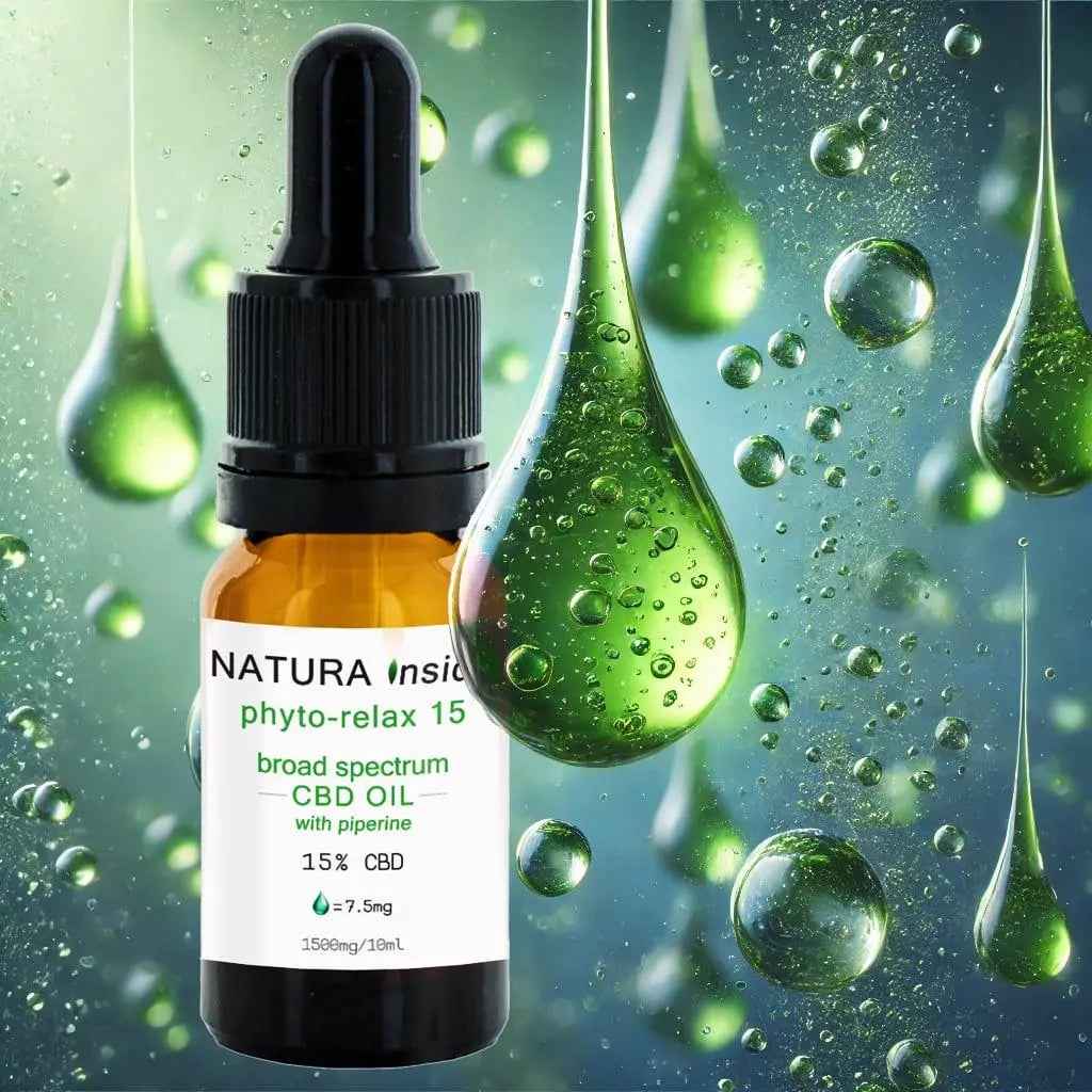 Natura Inside Broad Spectrum Cannabis Oil – 15% CBD with Piperine, Phytorelax Series, 10ml