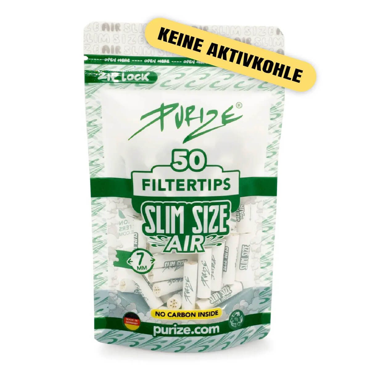 PURIZE Slim 7 mm — Bag of 50 Filters — Air — White