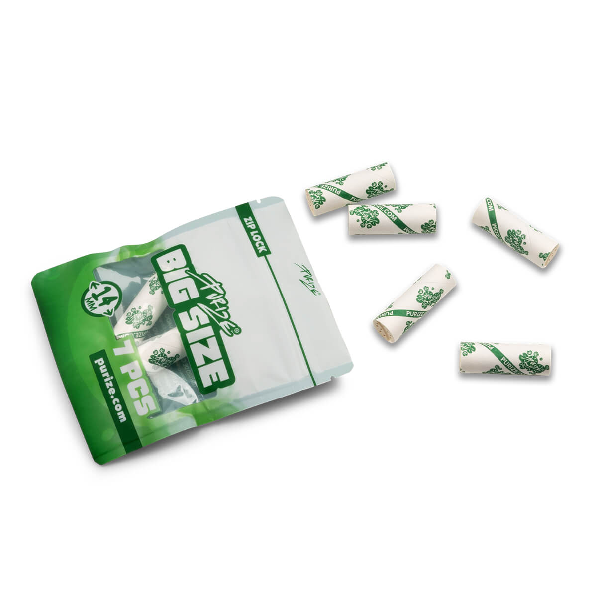 PURIZE Big Size 14 mm — Pack of 7 Filters — White