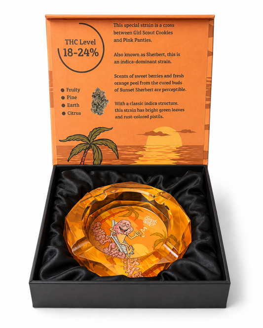 Best Buds Sunset Sherbet Crystal Glass Ashtray with Gift Box