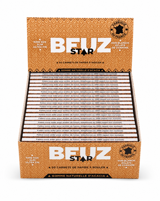 BEUZ Star Unbleached Hemp Rolling Papers – King Size Slim