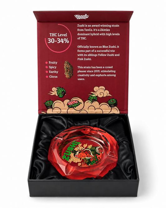 Best Buds Zushi Crystal Glass Ashtray with Gift Box