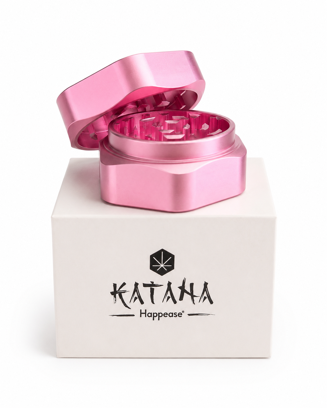 Happease Katana 2-Piece Aluminium Grinder – Metallic Pink, 60 mm