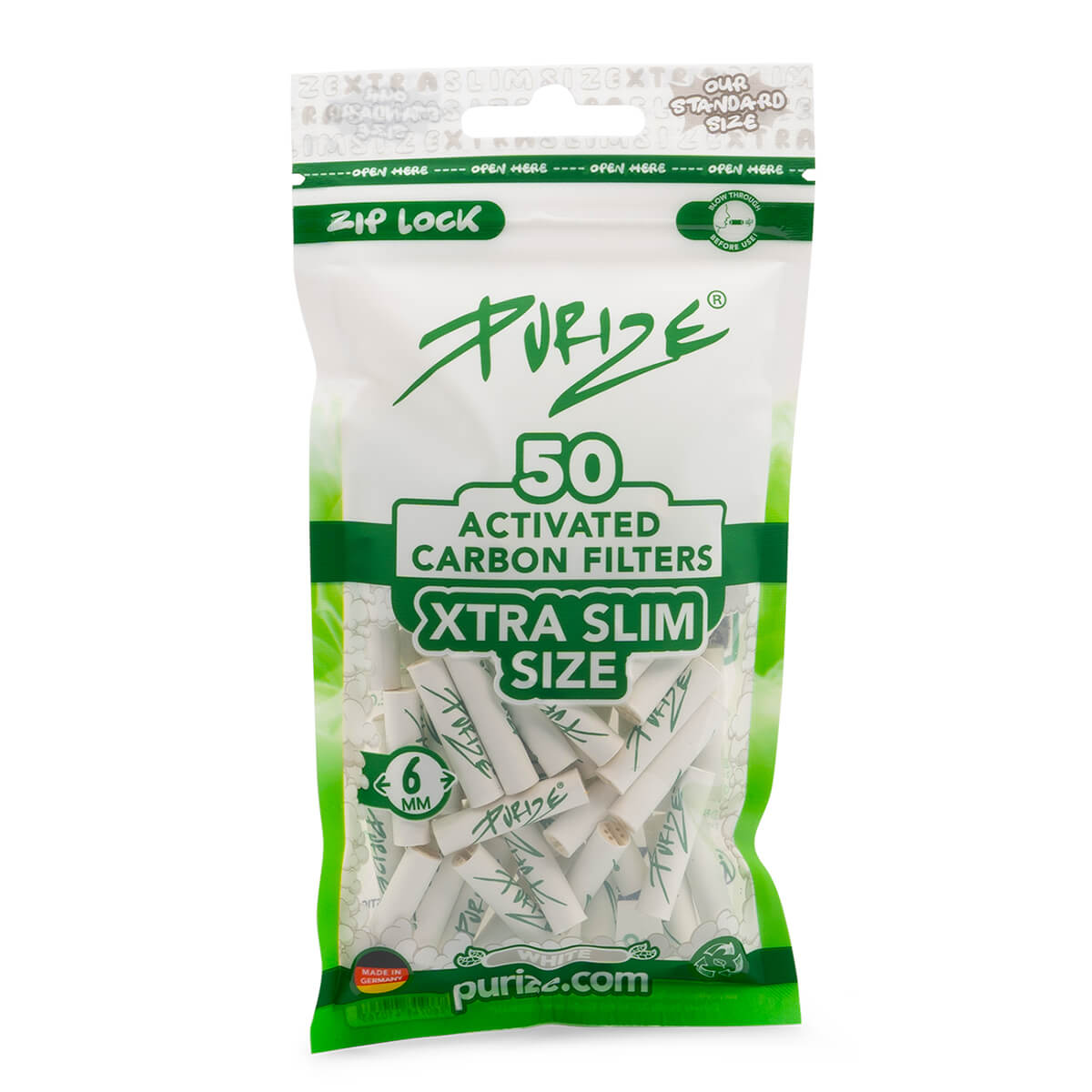 PURIZE XTRA Slim 6 mm — Bag of 50 Filters — White