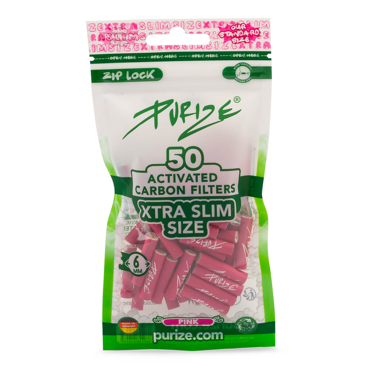 PURIZE XTRA Slim 6 mm — Bag of 50 Filters — Pink