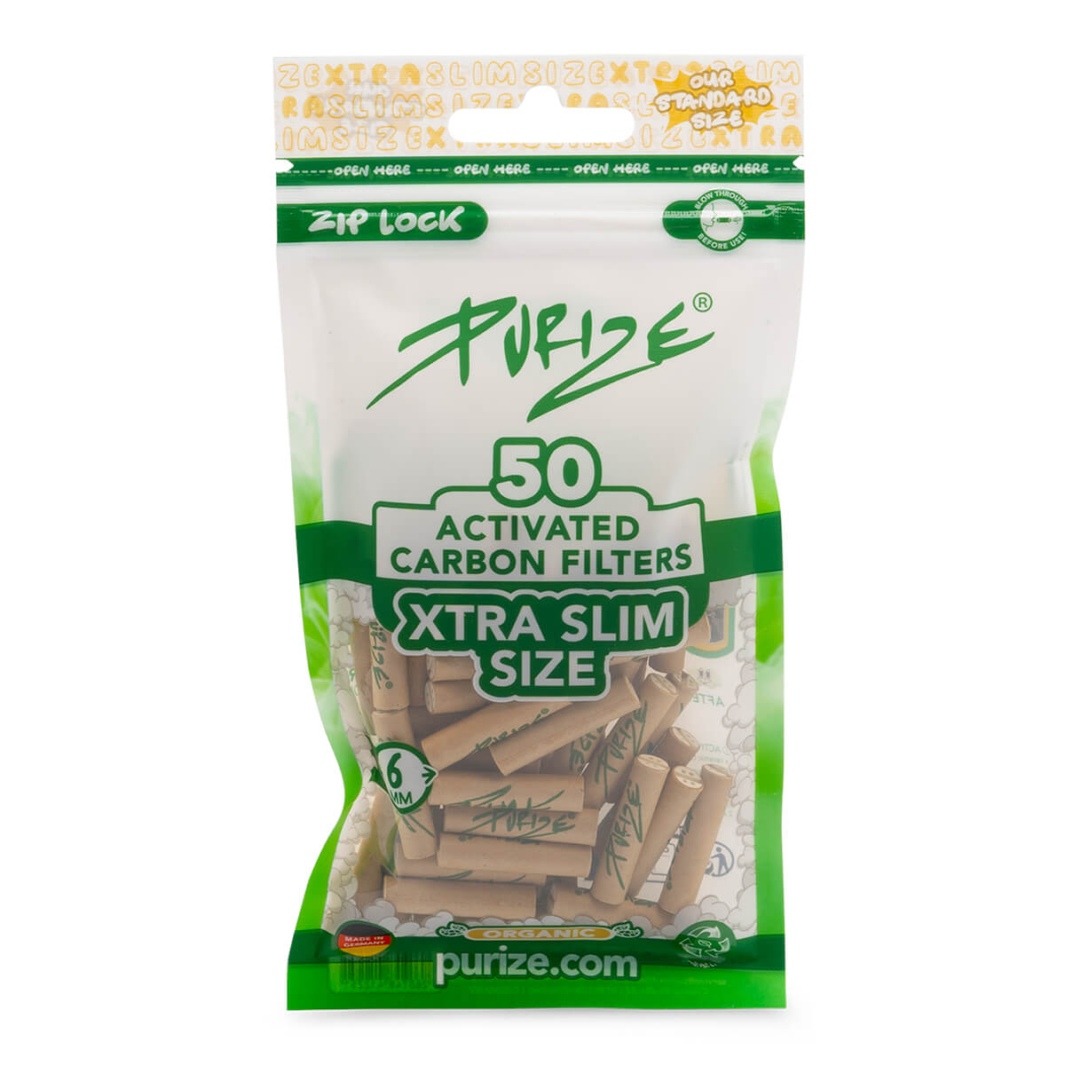 PURIZE XTRA Slim 6 mm — Bag of 50 Filters — Organic