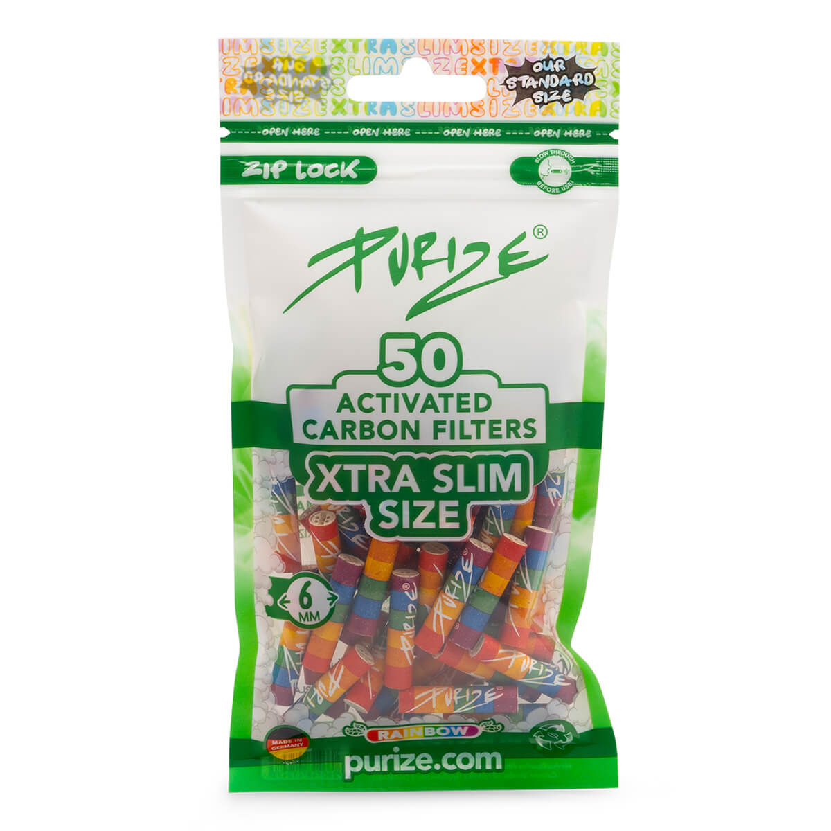 PURIZE XTRA Slim 6 mm — Bag of 50 Filters — Rainbow