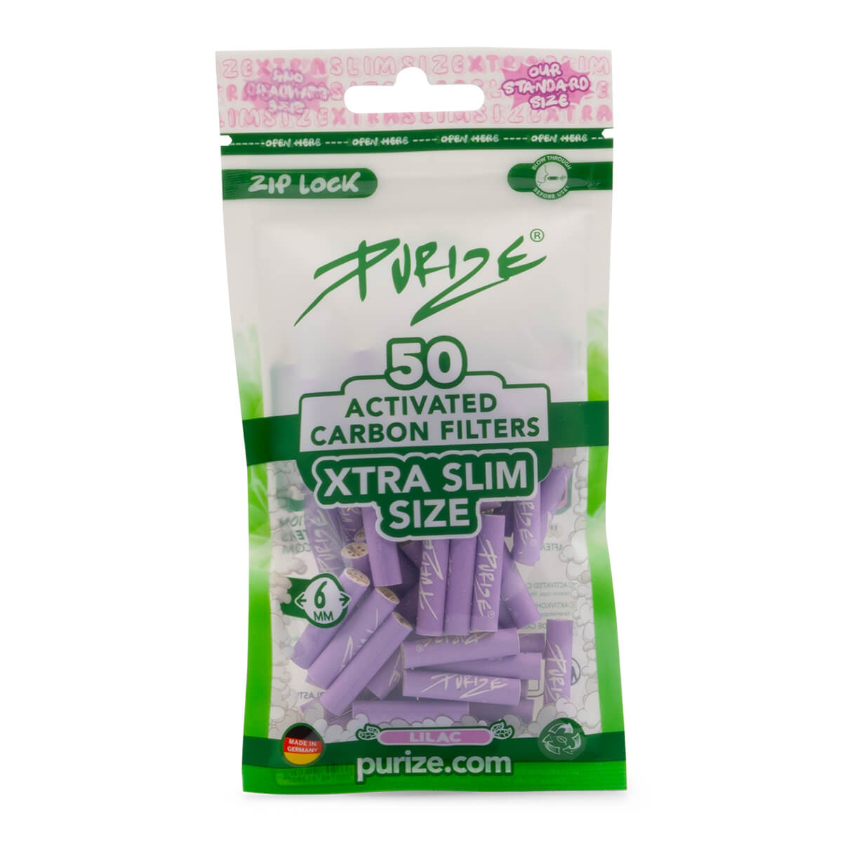 PURIZE XTRA Slim 6 mm — Bag of 50 Filters — Lilac