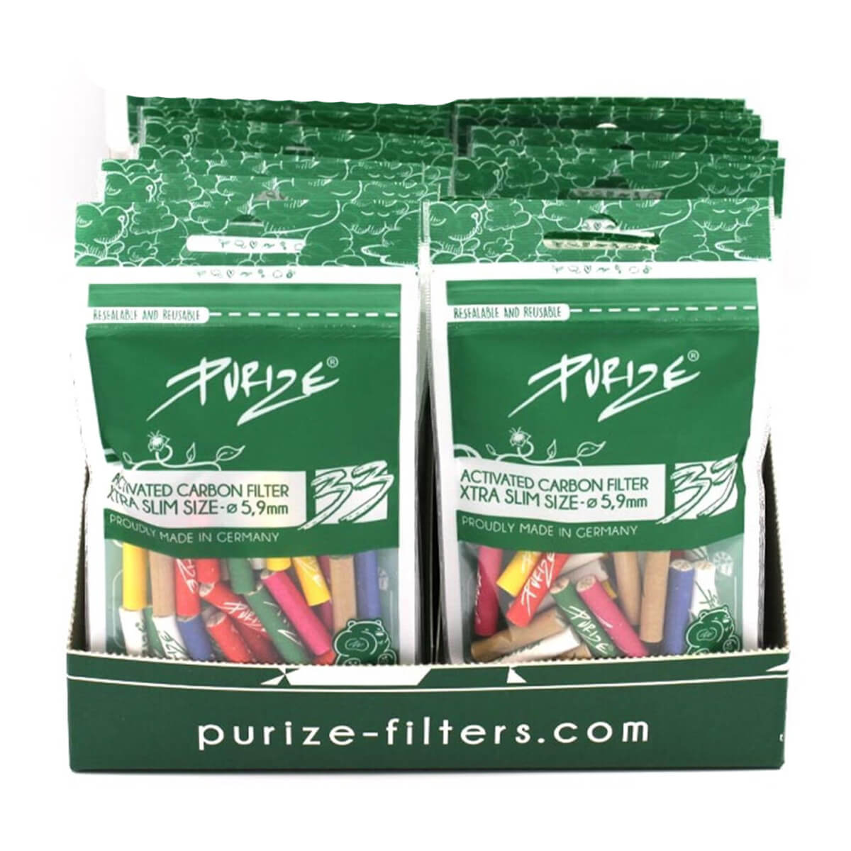 PURIZE XTRA Slim 6 mm — Pack of 33 Filters — Multicolor