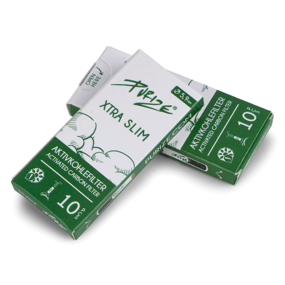 PURIZE XTRA Slim 6 mm — Pack of 10 Filters — White