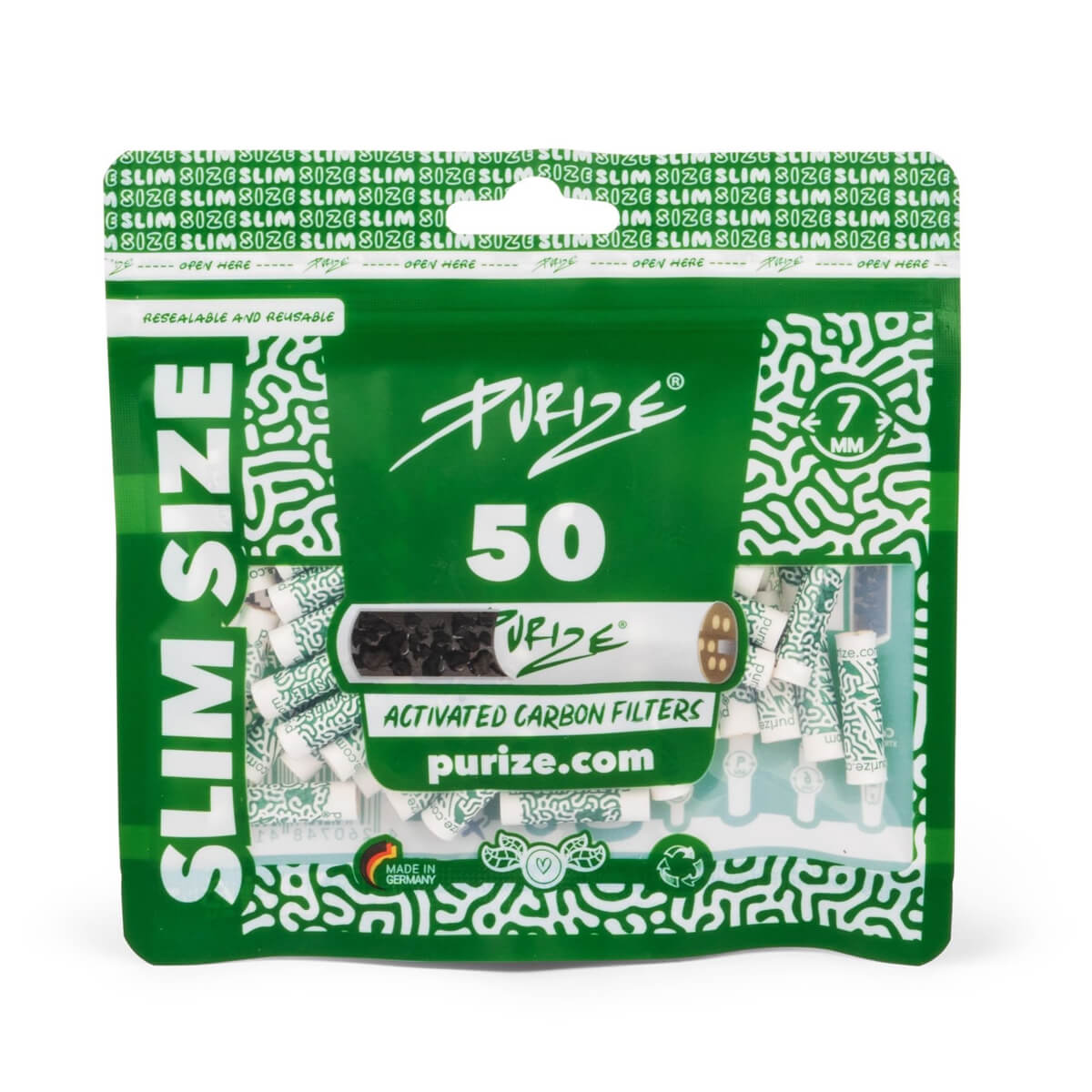 PURIZE Slim 7 mm — Bag of 50 Filters — White