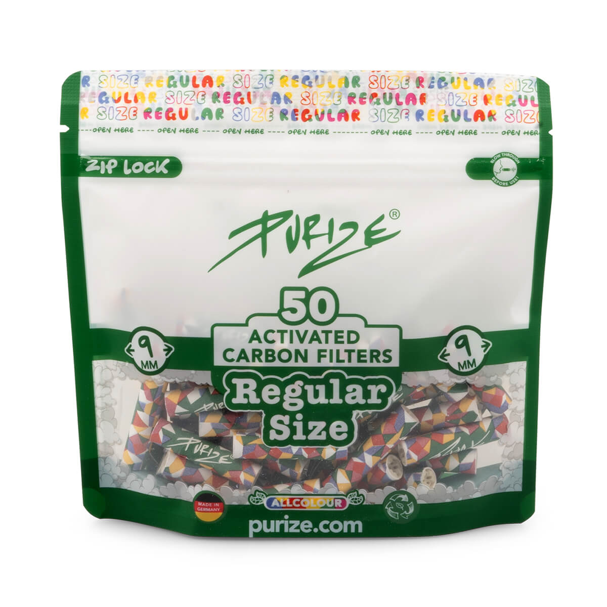 PURIZE Regular 9 mm — Bag of 50 Filters — Allcolor