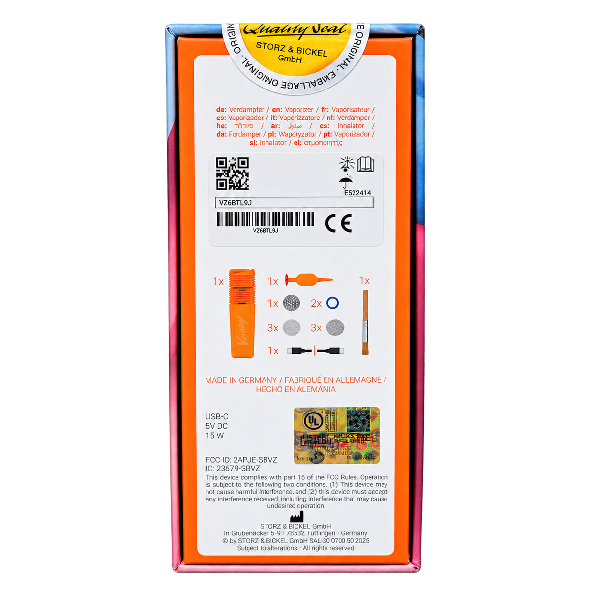 veazy orange back packaging